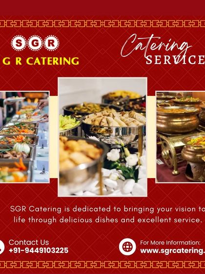 Our catering services are dedicated to bringing your vision to life through delicious dishes and excellent service. This collage shows our elegant buffet setups with a variety of food options.