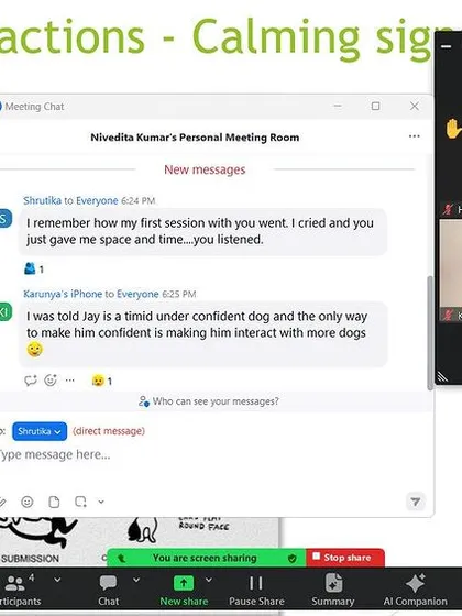 You are not alone on this journey. This is a glimpse into one of my "Bonding Pawsitively" online group workshops. It's a safe space where pet parents from all over come together to learn, share their struggles, and celebrate their wins. Community support is a powerful part of the process.