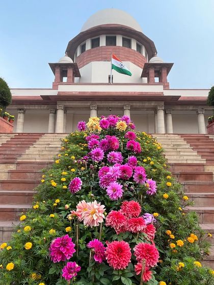 The grandeur of the Supreme Court, adorned with flowers and the national flag. It's an inspiring sight that never fails to fill me with a sense of purpose and national pride.