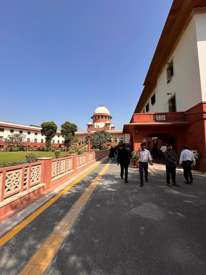 A clear day at the Supreme Court of India. This institution stands as a powerful symbol of justice, and I am grateful for every opportunity to argue cases within its walls.