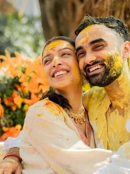 For me, it's all about capturing the pure, unscripted joy. This candid moment from Jay and Tavishi's Haldi, with smiles that light up the frame, is the essence of the happy memories I strive to create.