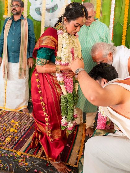 A candid from the wedding ceremony, showing how the makeup holds up beautifully and looks natural even in action.