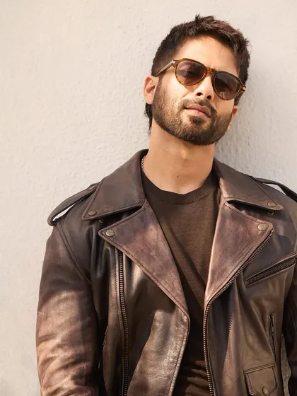 For Shahid Kapoor's 'Deva' promotions, we went for a classic, rugged look. This distressed leather jacket from The V Renaissance paired with Waimea NYC denims creates a mood that is effortlessly cool.