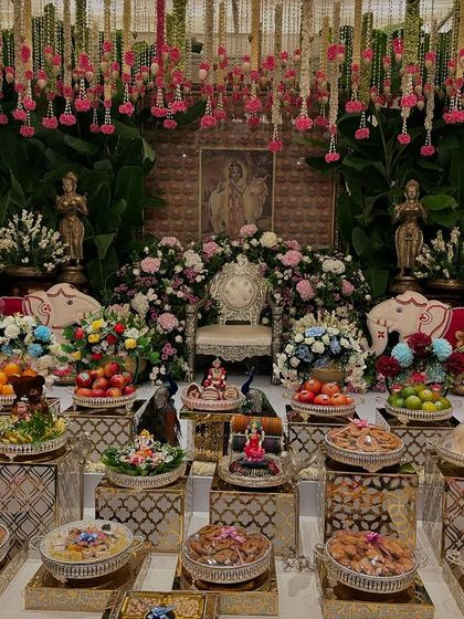 A beautiful, dense floral setup for a grand ceremony.