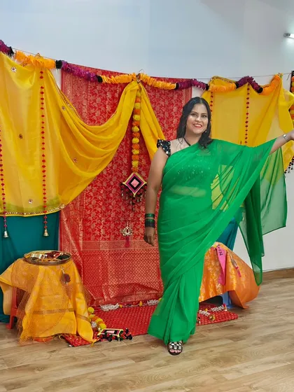 Embracing the Teej festival with my FunFitFab family. The studio was decorated to create a beautiful, traditional ambiance.