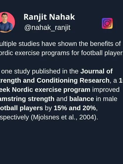 The science backs it up. A 10-week Nordic exercise program was shown to improve hamstring strength by 15% and balance by 20% in male football players, as published in the Journal of Strength and Conditioning Research.