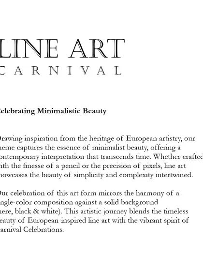 The concept card for the 'Line Art Carnival', explaining our inspiration from European artistry and the beauty of minimalist, single-color composition.