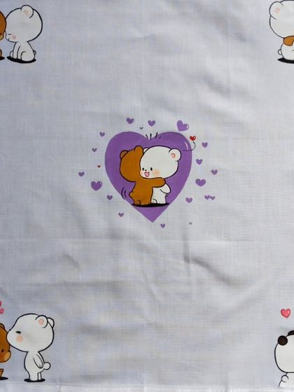 For fans of cute characters, I created this story handkerchief with Bubu and Dudu. It shows the adorable bears in different loving poses, perfect for a sweet and modern romantic gift.