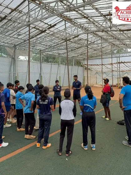 IPL star Aman Khan addressing our young cricketers during a visit to our indoor nets. This kind of exposure to professional players is priceless for their development.
