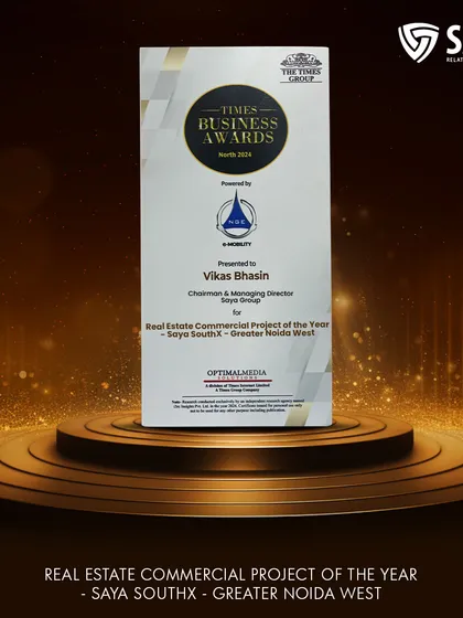 Saya South X was awarded the Real Estate Commercial Project of the Year at the Times Business Awards 2024. This recognizes its innovative design, strategic location, and immense investment potential.