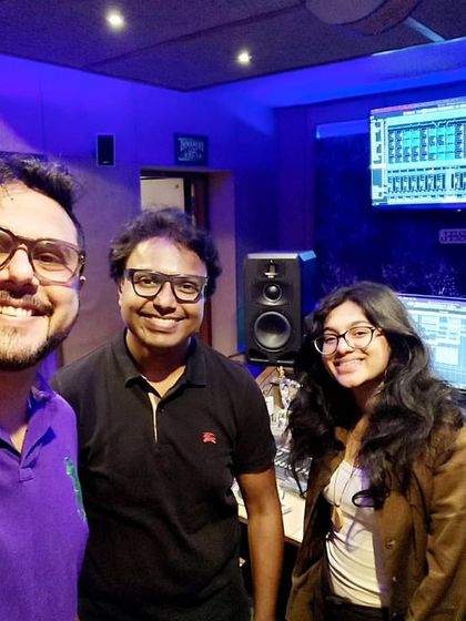 A group photo from my studio session with D. Imman. Collaborating with such talented people is one of the best parts of my job.