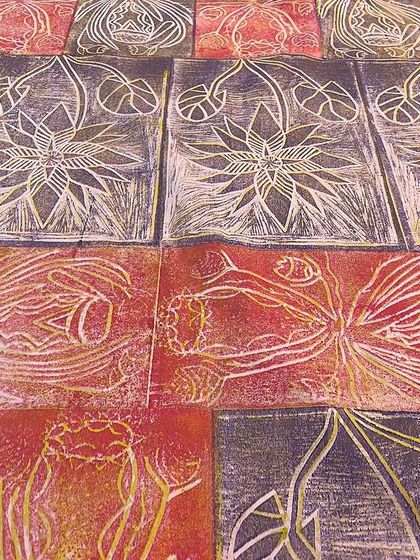 A look into our cherished collaboration with Bábbarra Women's Centre from Australia. This project involves translating their sacred lino-print stories, like the Yawkyawk mermaid design, into meticulously carved teak woodblocks, weaving a narrative of cultural harmony.