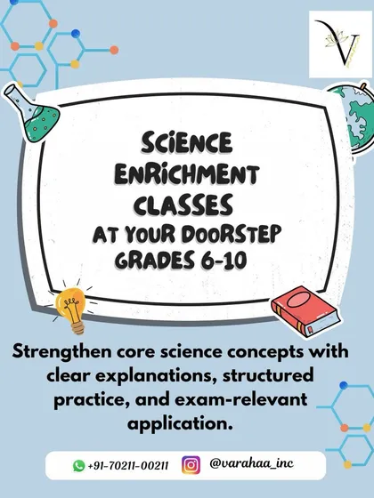 Does your child understand science or just memorize it? Our Science Enrichment Classes for grades 6-10 are available at your doorstep, both online and offline in Mumbai. We focus on strengthening core concepts with clear explanations and structured practice.
