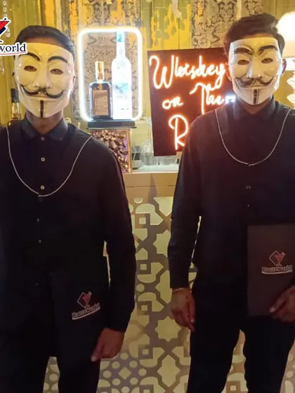 For a themed "Money Heist" party, our bar butlers donned the iconic masks. We love getting creative and participating in your event's theme to enhance the experience.