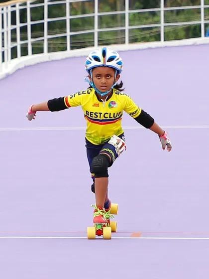 It all starts with the first push. Here is my daughter, focused and determined during a race, showing the confidence and skill we build in our young skaters right from the beginning.