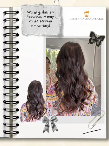 When your hair color speaks before you do. This subtle yet stunning brunette shade with soft curls is designed to be envy-worthy.