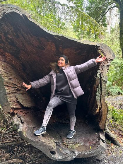 Feeling the incredible energy of this giant fallen tree. There is so much wisdom and strength in nature, and I love finding these unique spots on my travels.