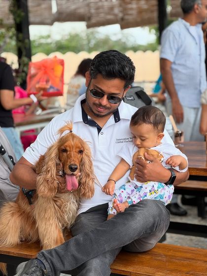 My husband with both our boys at the pet-friendly Therpup Resort. These outings are what family weekends are all about.