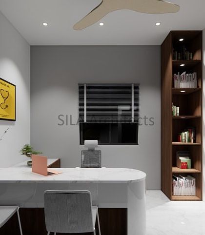 A series of 3D renders for a hospital concept. The design focuses on creating a clean, safe, and calming environment for patients and staff, from the reception area to the consultation and patient rooms.