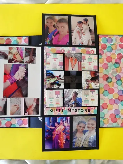A waterfall card element inside the scrapbook, allowing for multiple photos to be revealed.