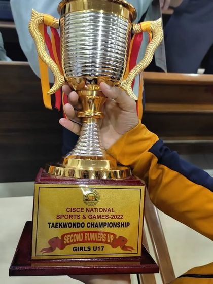 The Second Runners Up trophy for Girls U17 at the CISCE National Sports & Games. A proud achievement for our girls' team.