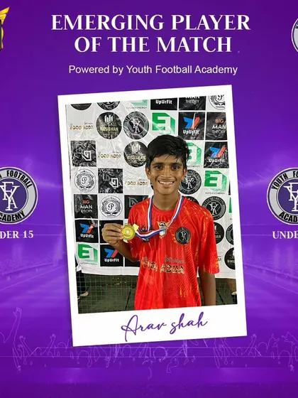 Arav Shah, a U-15 player, recognized for his performance.