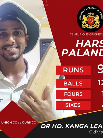 Harsh Palande's gritty knock of 94 in the Kanga League C division shows the importance of temperament and patience. Building an innings like this requires skill and a strong mindset, which we focus on heavily.