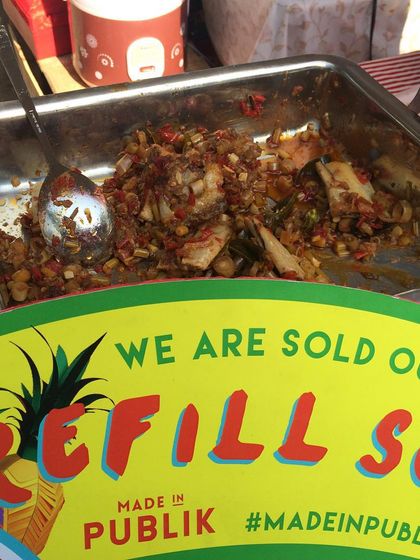 Our Iga Pedas is so popular we have to refill the pot constantly. This sign means more is on the way, so don't worry!