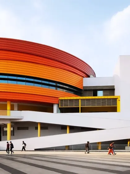 The MARC Auditorium at the MAHE Bengaluru Campus is a vibrant landmark designed to be a hub of campus life. The bold, circular form, wrapped in shades of orange, stands as a testament to our belief in creating dynamic, community-centric public spaces.