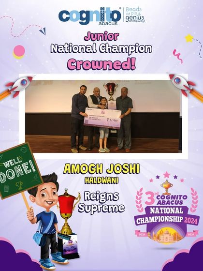 Announcing Amogh Joshi from Haldwani as the Junior National Champion of 2024. My program consistently produces top performers from cities all across the country, proving the model's effectiveness in diverse markets.