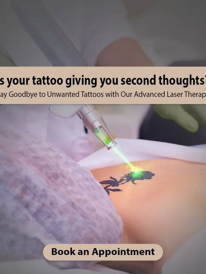 Our advanced laser therapy is a safe and effective way to say goodbye to unwanted tattoos. The green light from the laser targets specific ink colors.