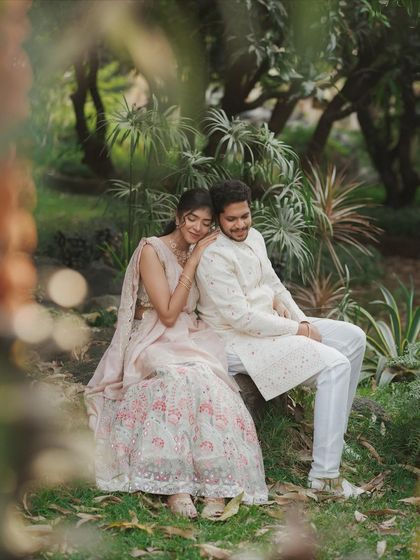 A quiet moment with her partner. The bride's soft and romantic makeup looks beautiful and feels authentic to her personal style.