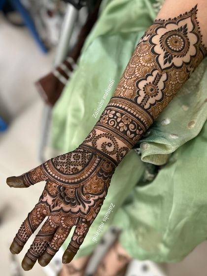 A single arm view, showing the intricate palm work.