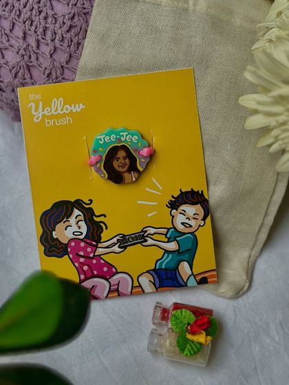 A 'Jee-Jee' (sister) Rakhi with a custom portrait, showing that Rakhis can celebrate all sibling bonds.