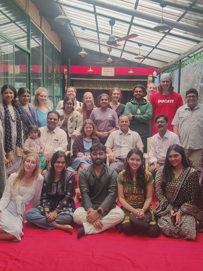 A group photograph with students from Creighton University, USA, and St. Joseph's College, Bengaluru. These cultural exchange programs are a wonderful way to share our heritage with the world.