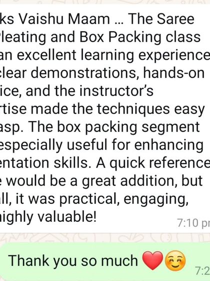 This student found the box packing segment of my class especially useful for enhancing presentation skills.