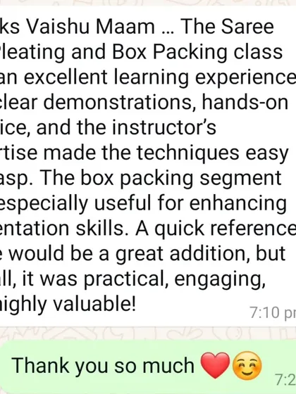 This student found the box packing segment of my class especially useful for enhancing presentation skills.