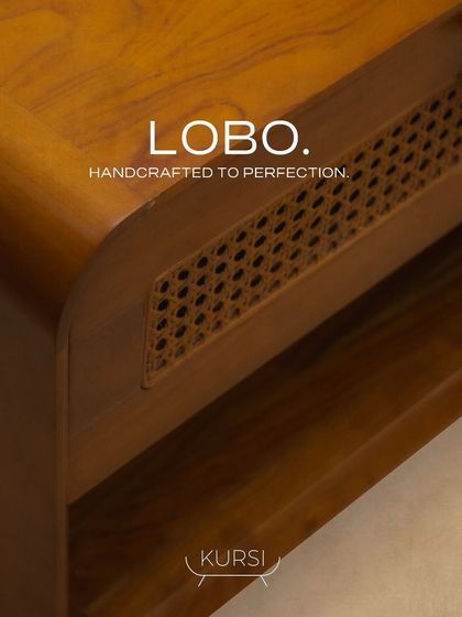 The 'Lobo' cabinet is a work of art. Here, the natural grains of teak meet the intricate charm of rattan hinged shutters, making it an exquisite addition to any living space.
