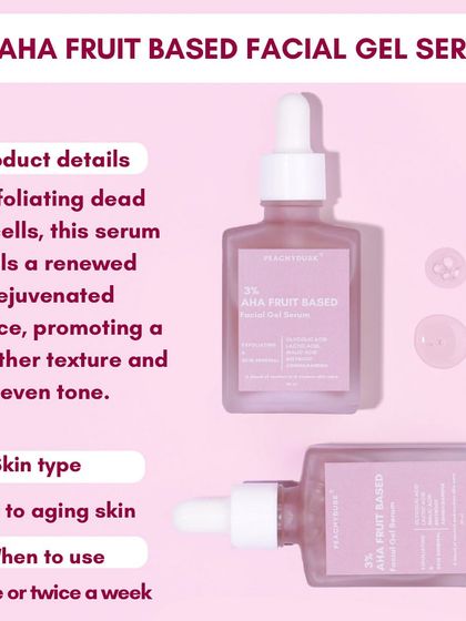 My 2% AHA Fruit Based Facial Gel Serum is perfect for dull to aging skin. It exfoliates dead skin cells to reveal a renewed and rejuvenated surface, promoting a smoother texture and more even tone.