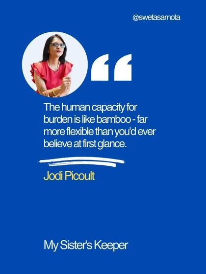 A quote graphic from Jodi Picoult: "The human capacity for burden is like bamboo - far more flexible than you'd ever believe." Real strength is in bending, not breaking.