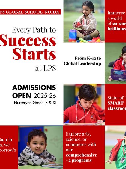 Every path to success starts at LPS. This admissions poster showcases the journey from K-12 to global leadership, highlighting our SMART classrooms, comprehensive programs, and our ranking as a top innovator in education.