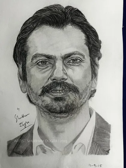 A pencil portrait of the versatile actor Nawazuddin Siddiqui. This sketch from 2016 aimed to capture the depth and intensity he brings to his roles.
