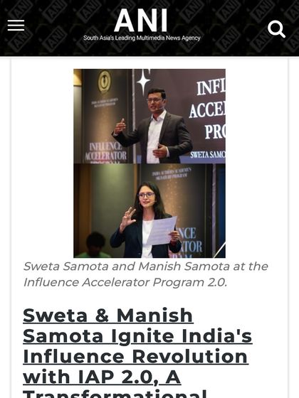 A screenshot from ANI, South Asia's leading multimedia news agency, featuring our work with the Influence Accelerator Program.