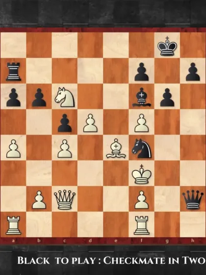In this endgame scenario, it's Black to play. Can you spot the checkmate in two? Look for the most forcing moves.