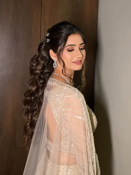 A back view of the elegant Sangeet ponytail.