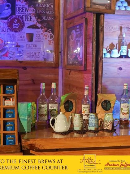 Sip into the finest brews at our premium coffee counter. We offer a rustic, cafe-style setup with high-quality coffee beans, various tea selections, and flavoured syrups.