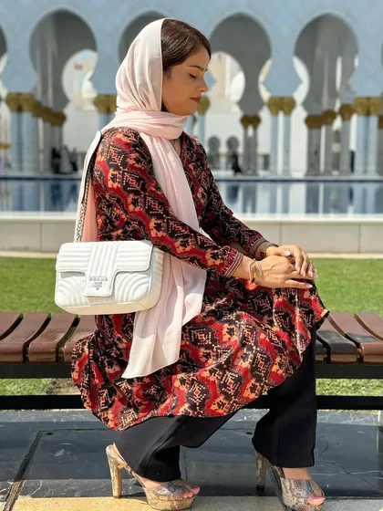 A moment of peace at the Sheikh Zayed Grand Mosque in Abu Dhabi.