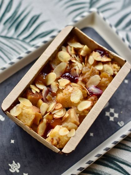 Our Bread Pudding is the ultimate comfort dessert. We use our buttery brioche, stone fruit jam, and caramelised apples to create a warm, gooey, and delicious treat.
