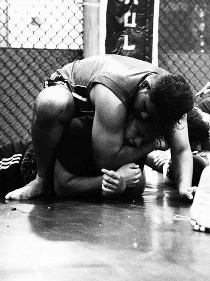Dominant position in a wrestling scramble. Success in wrestling requires discipline and sacrifice. You earn every position you get.