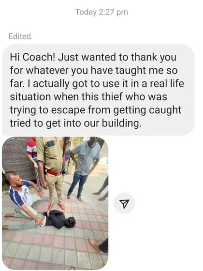 This is why we train. One of my students sent me this message after using what he learned in a real life self defense situation to safely control a thief. This is a powerful reminder that the skills we build on the mat have practical, real world applications that can help protect you and others.